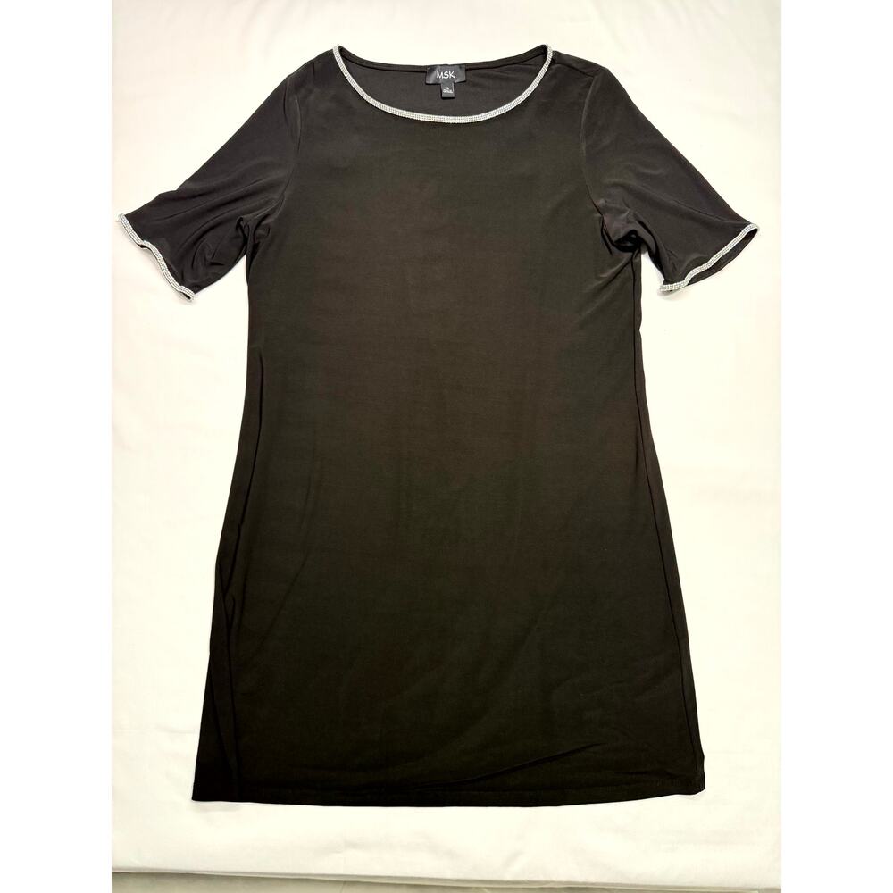 MSK Black short sleeves dress XL With Rhinestone Trimmed - Picture 5 of 10